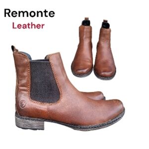 38 Remonte Genuine Leather Brown Mid Chelsea Ankle Boot Bootie Shoe Barn Women 7